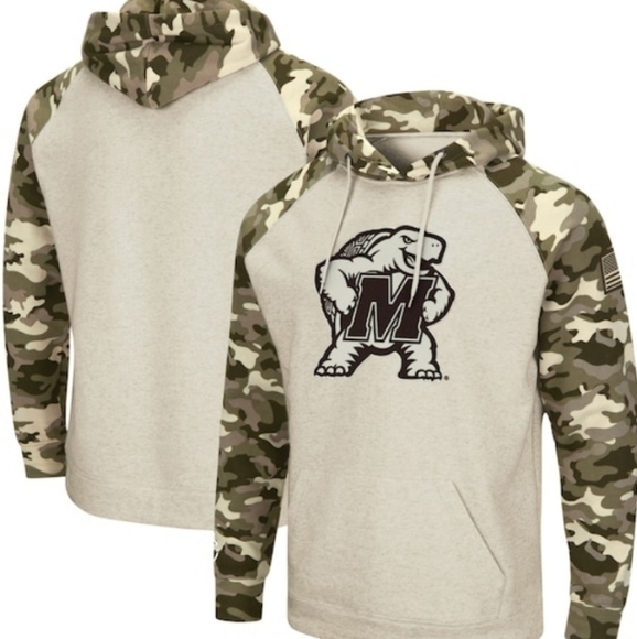 Maryland Terrapins Colosseum OHT Military Camo Pullover Hoodie Men's Medium NWT - Picture 1 of 3